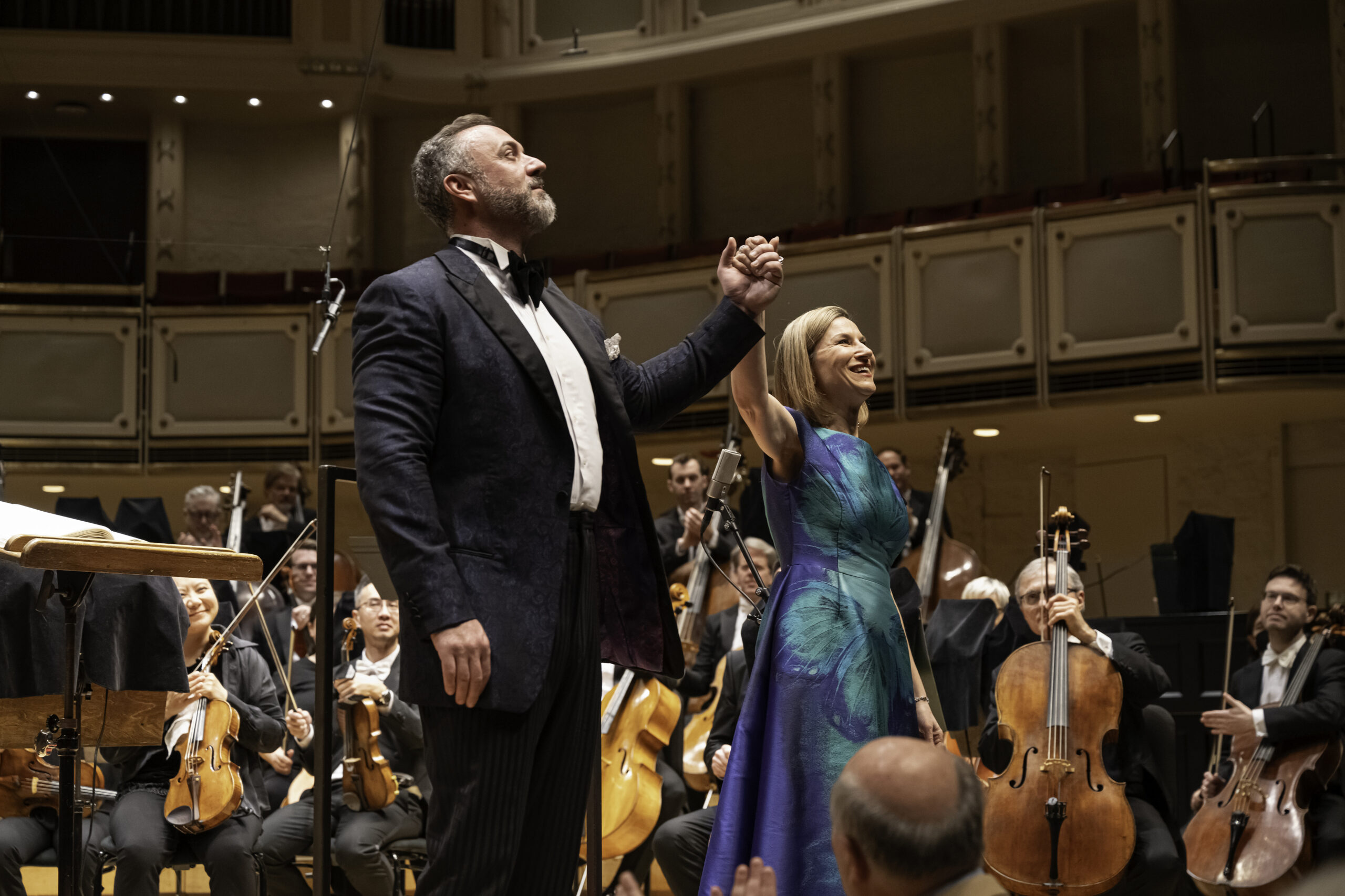 Christian Van Horn and Ekaterina Gubanova acknowledge the audience after Bluebeard’s Castle with the Chicago Symphony Orchestra