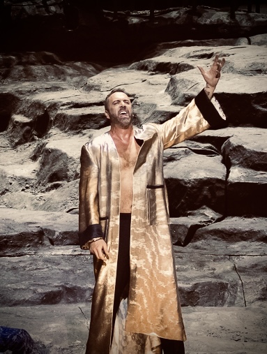 A performer on the rocky set of Don Giovanni at the Vienna State Opera