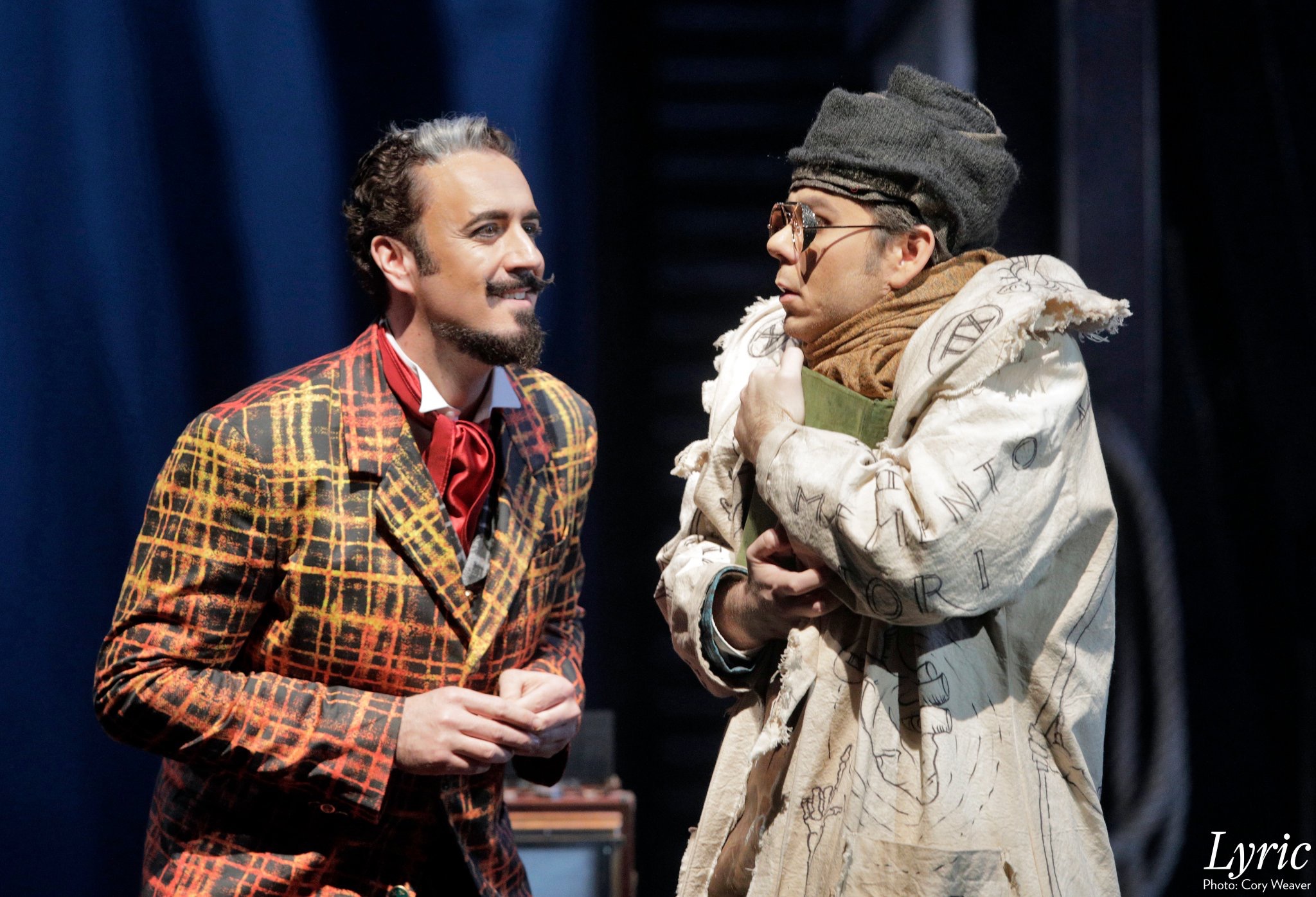 Christian Van Horn as Méphistophélès with another performer in Lyric Opera of Chicago’s Faust