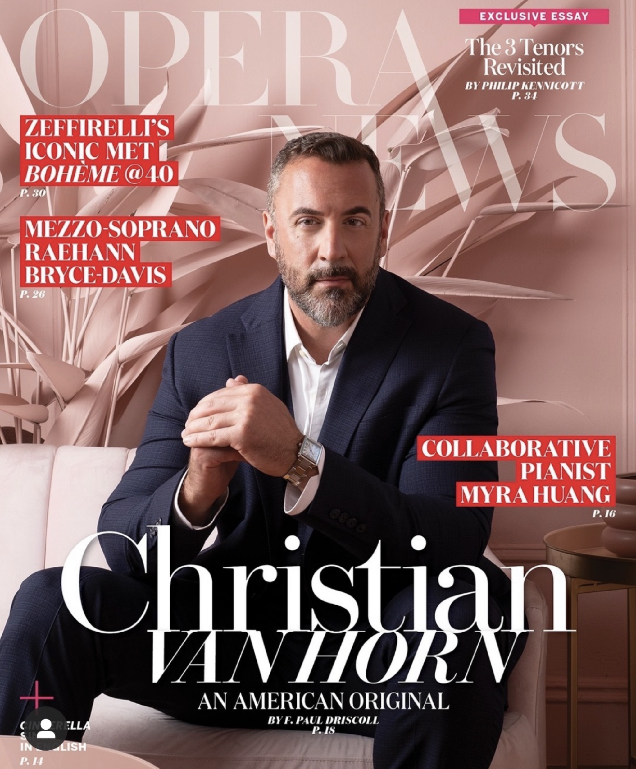 Christian Van Horn on the January 2022 cover of Opera News