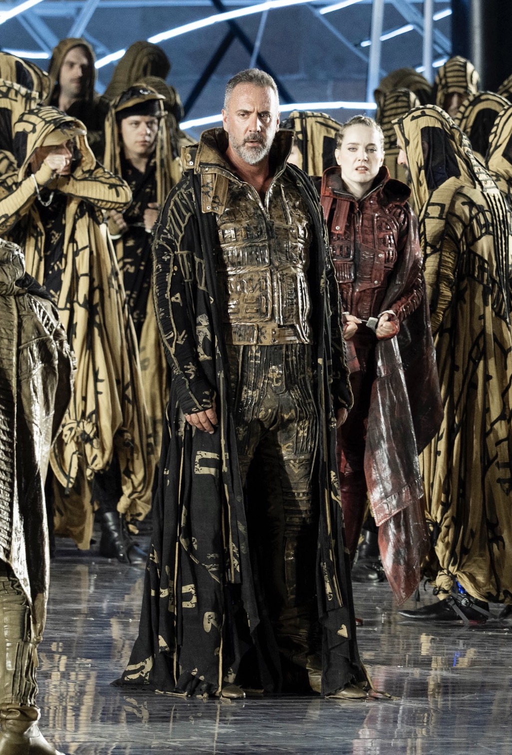 Christian Van Horn as Zaccaria onstage with cast at the Arena di Verona.