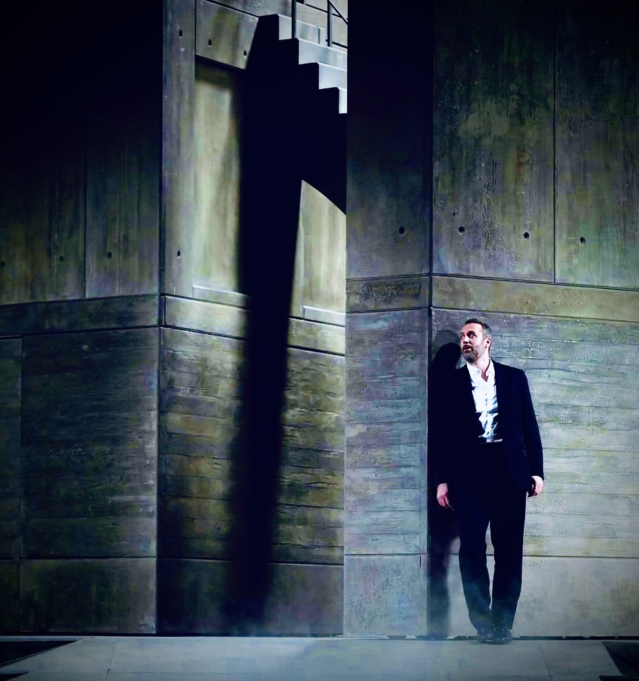 Christian Van Horn as Don Giovanni against the Paris Opera production's monumental stone set