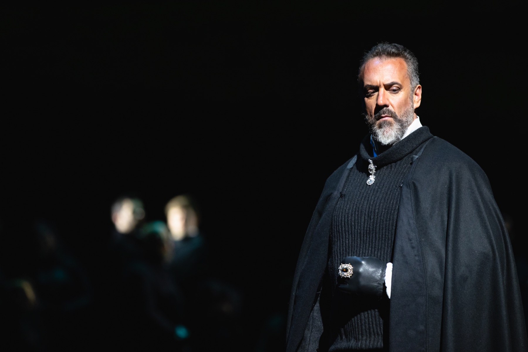 Christian Van Horn as King Philip II in a close-up onstage in Don Carlo at The Dallas Opera, 2026