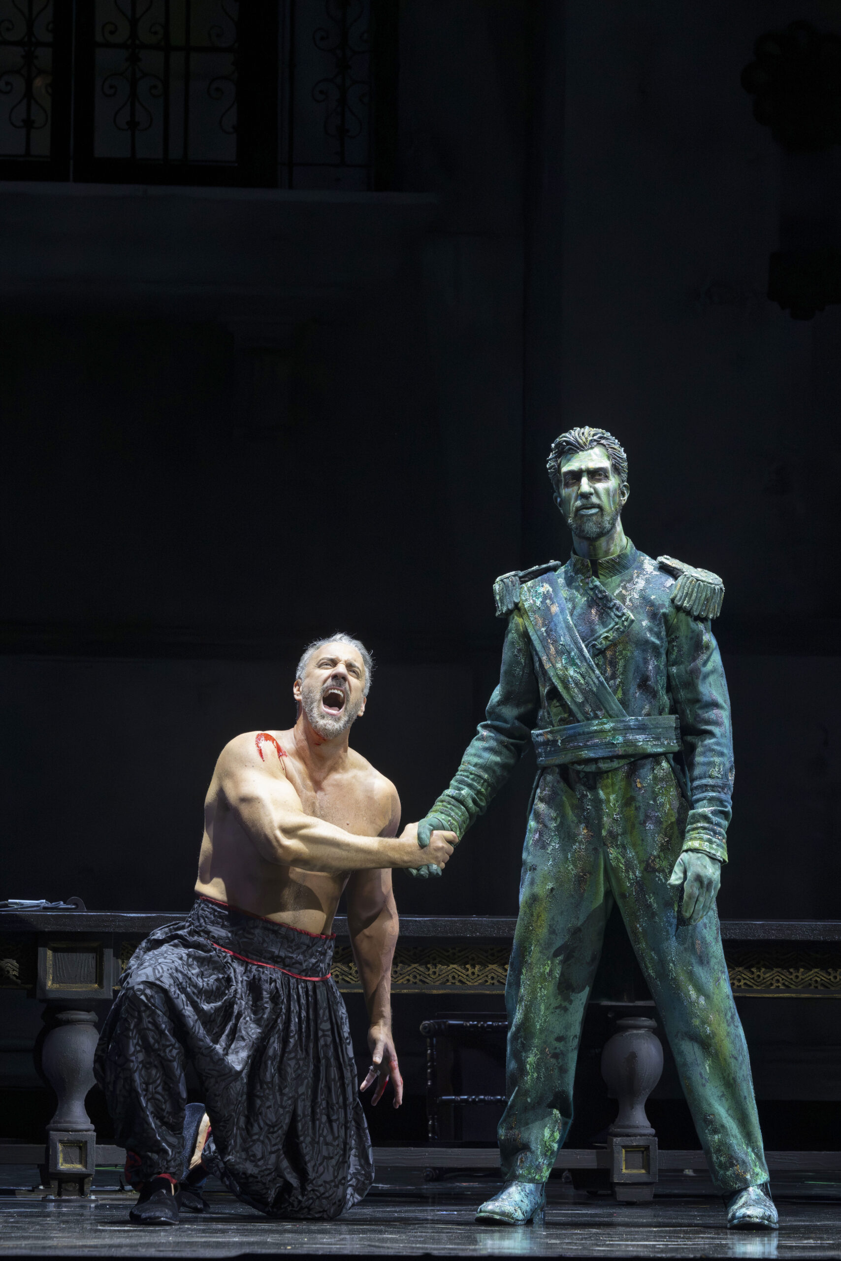 Christian Van Horn as Don Giovanni with David Leigh as the Commendatore at Lyric Opera of Chicago